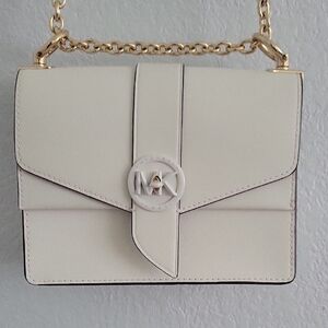 Michael Kors Cream Crossbody Bag with Gold Chain